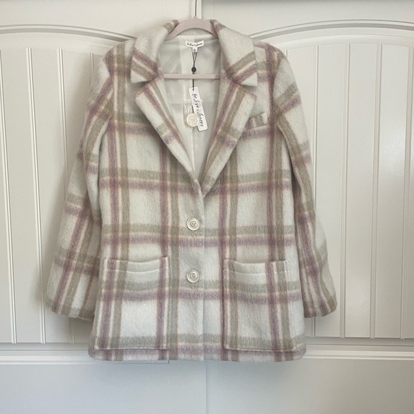 NWT For Love & lemons oversized knit blazer jacket size large cream - Picture 1 of 11